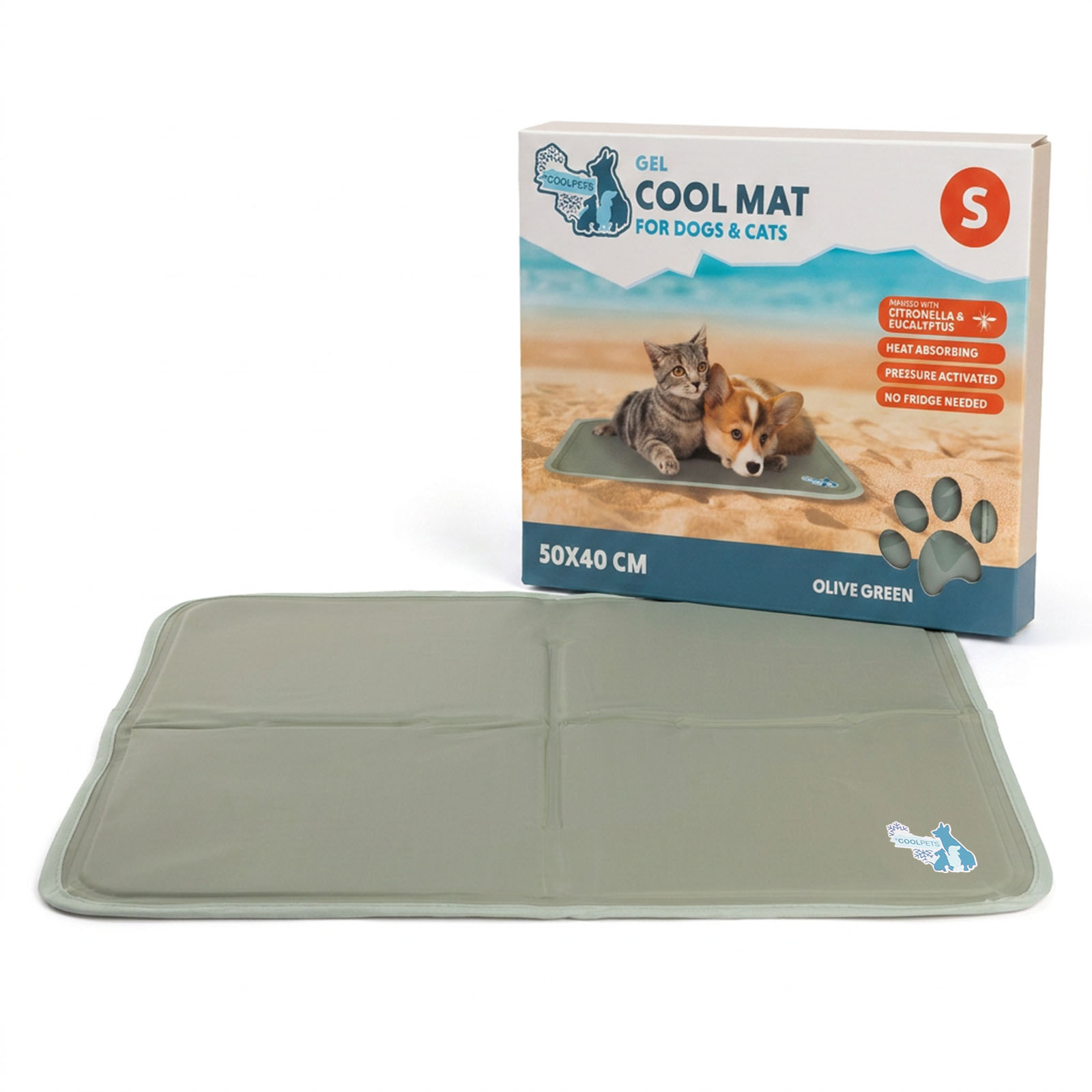 Coolpets Gel Cooling Mat koelmat Olijfgroen S
