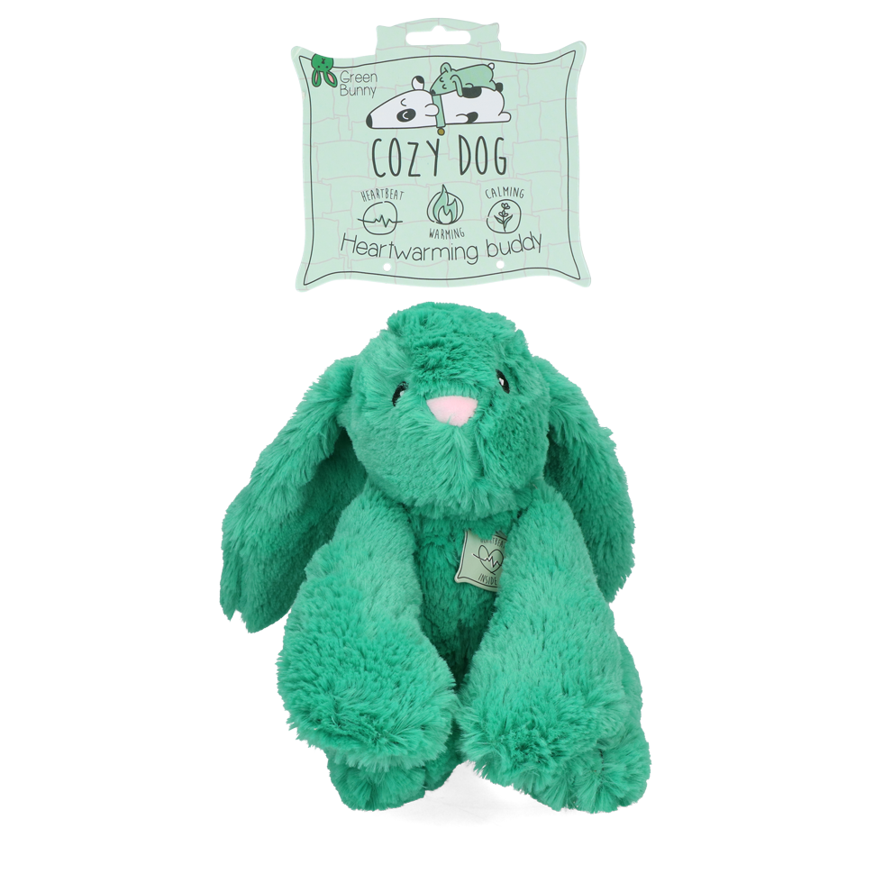 Cozy Dog Bunny knuffel met hartslag en warmtezakje groen