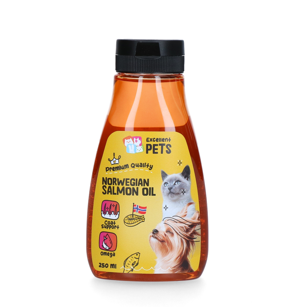 Excellent Pets Norwegisches Lachsöl für Hunde und Katzen 250 ml Quetschflasche