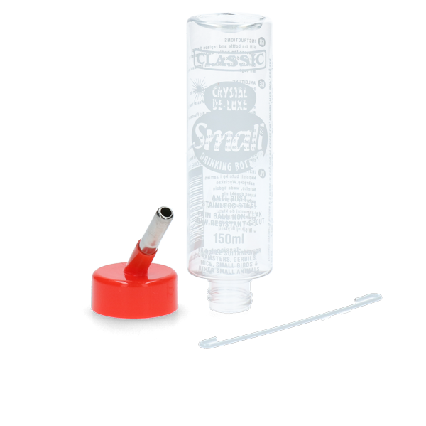 CLASSIC Biberon Hamster Plastique Tétine 2 billes Fermeture sous vide - Transparent - 150 ml