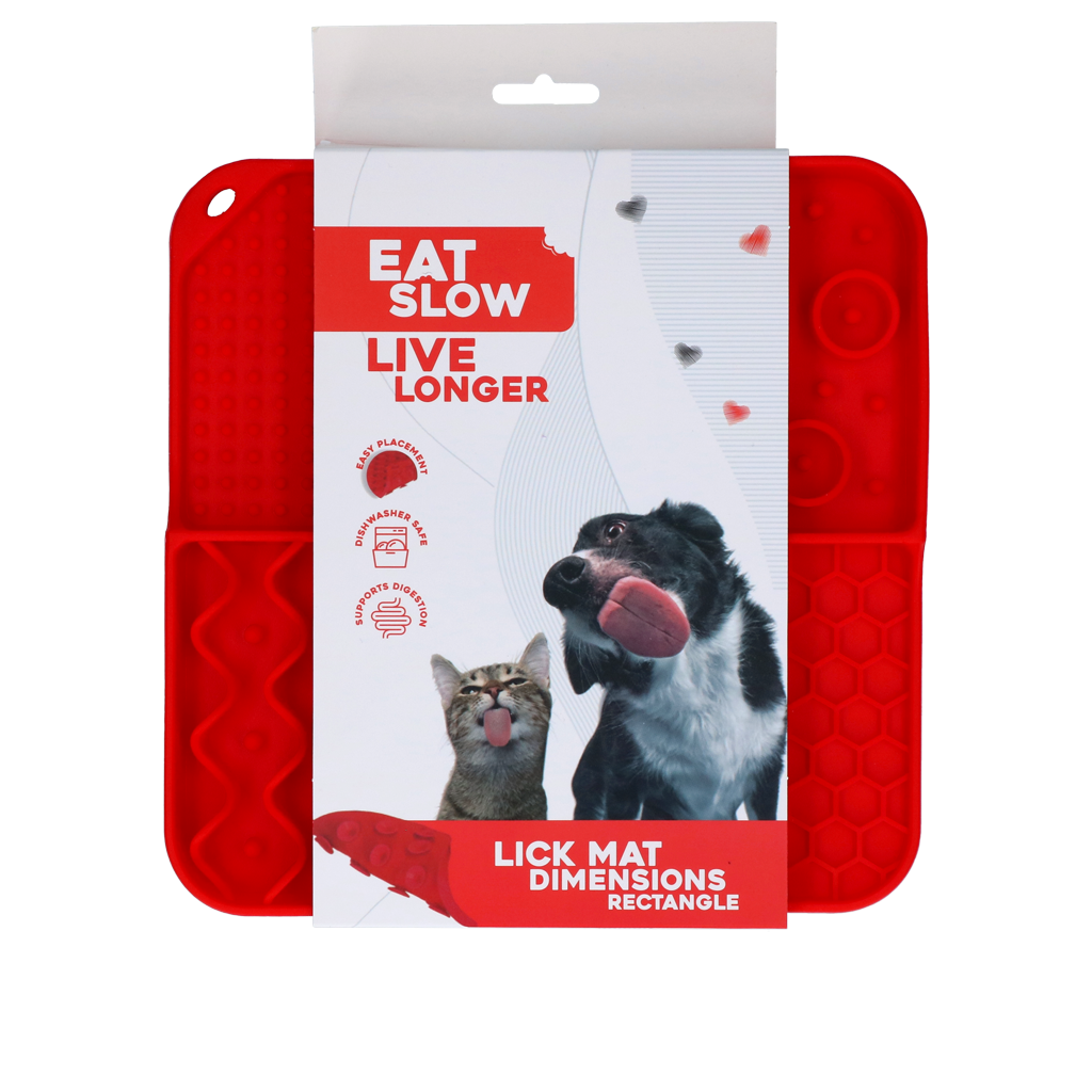 Eat Slow Live Longer Lick Mat Dimensions quadratische Schleckmatte Rot