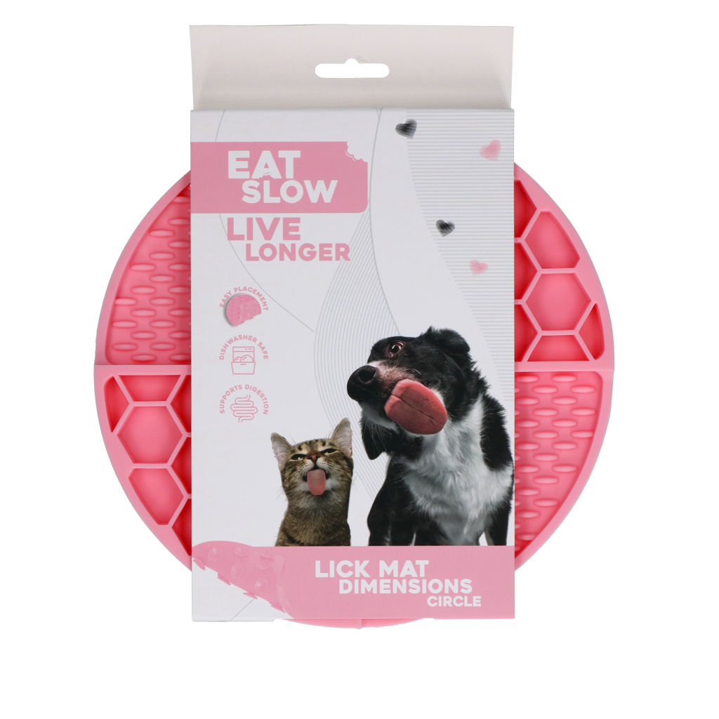 Eat Slow Live Longer Tapis à lécher Dimensions Circle rose 21 cm