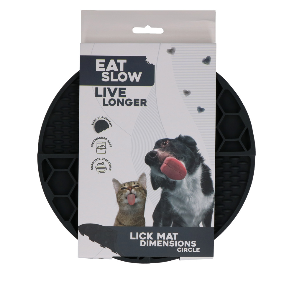 Eat Slow Live Longer Tapis à lécher Dimensions Circle gris 21 cm