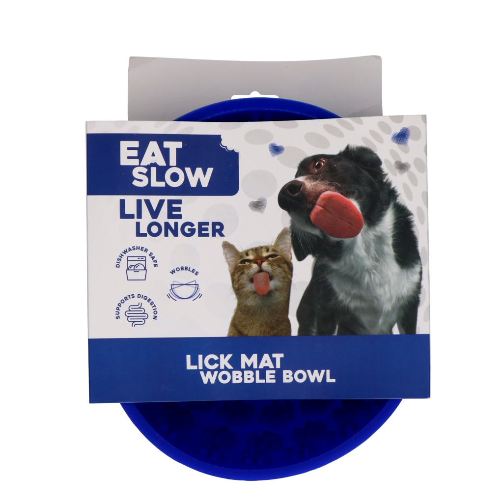 Eat Slow Live Longer Anti-Schling-Napf und Schleckmatte Wobble Bowl blau 17 cm