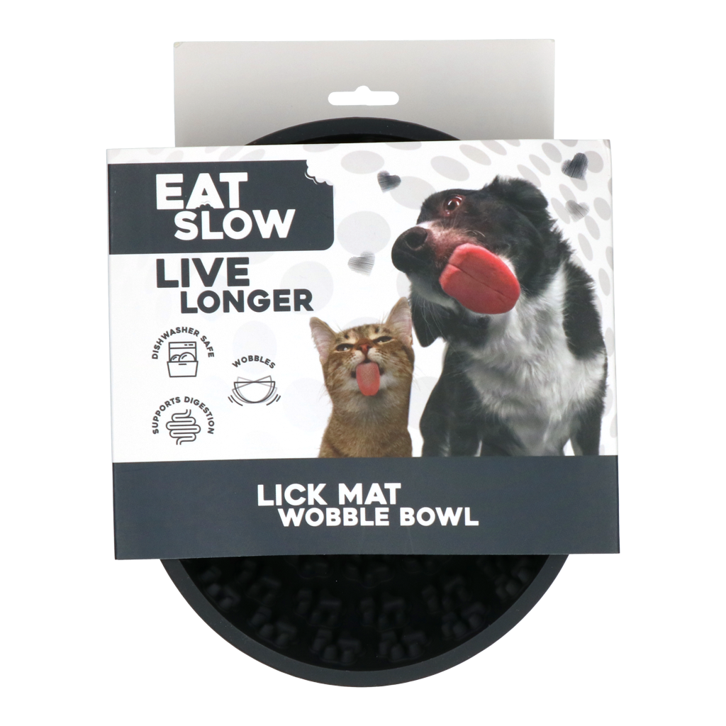 Eat Slow Live Longer Bol anti-glouton et tapis à lécher Wobble Bowl gris 17 cm