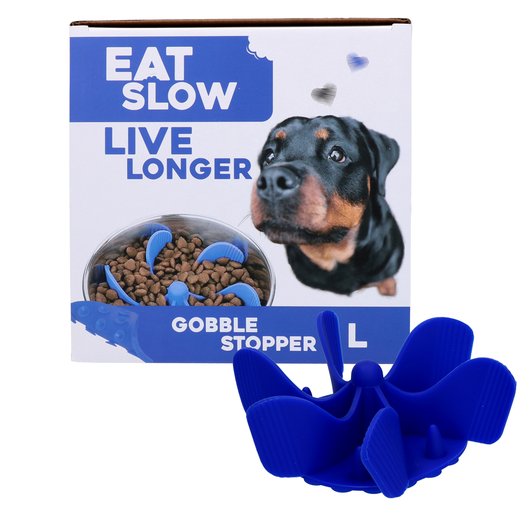 Eat Slow Live Longer Insert anti-glouton Gobble Stopper bleu L