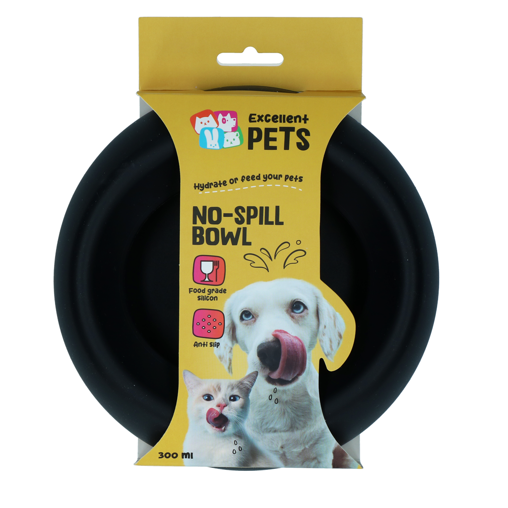 Excellent Pets No-Spill Bowl Anti-Kleckerschale 300 ml Anthrazit S