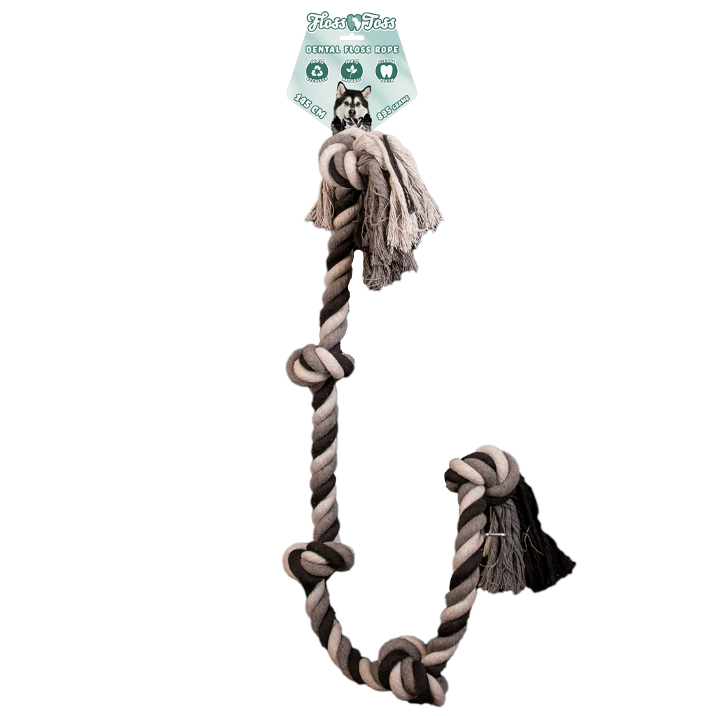 Floss Toss Dental Rope corde dentaire 5 nœuds 145 cm pour chiens