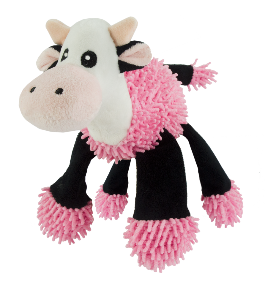 Fuzzle Kuh Hundekuscheltier mit 5 Quietschern 22 cm