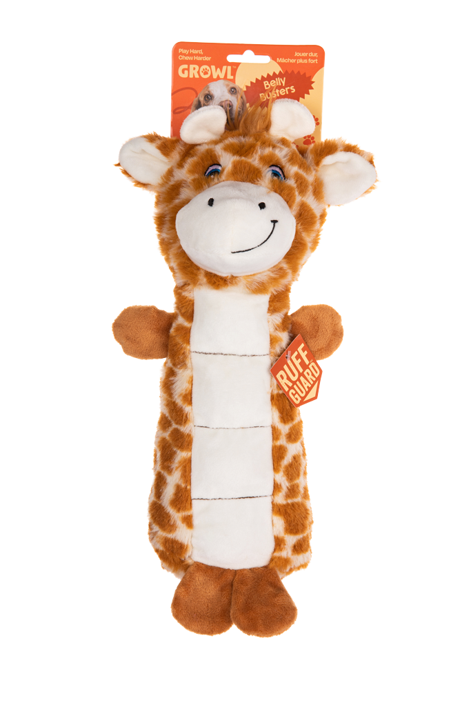 Growl Belly Busters Ginny de Giraffe pluche hondenspeelgoed