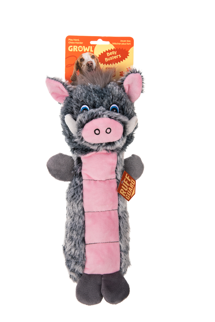 Growl Belly Busters Wally das Wildschwein Plüsch-Hundespielzeug