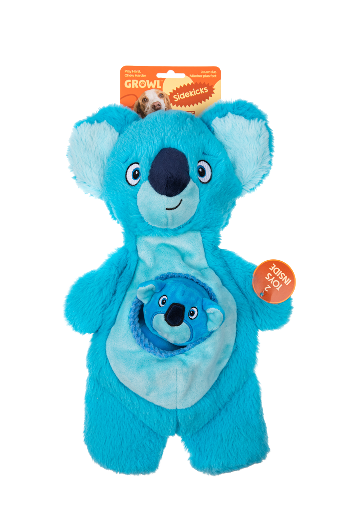 Growl Sidekicks Koala Joey pluche hondenspeelgoed met kleine speeltjes