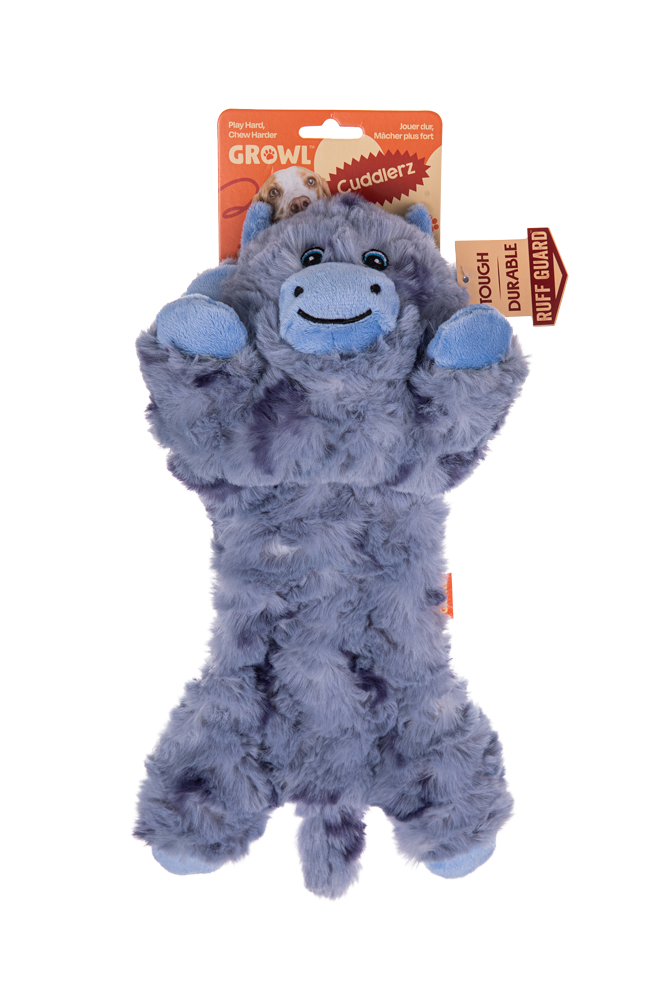 Growl Cuddlerz Chewy de Koe pluche hondenspeelgoed met 5 piepers