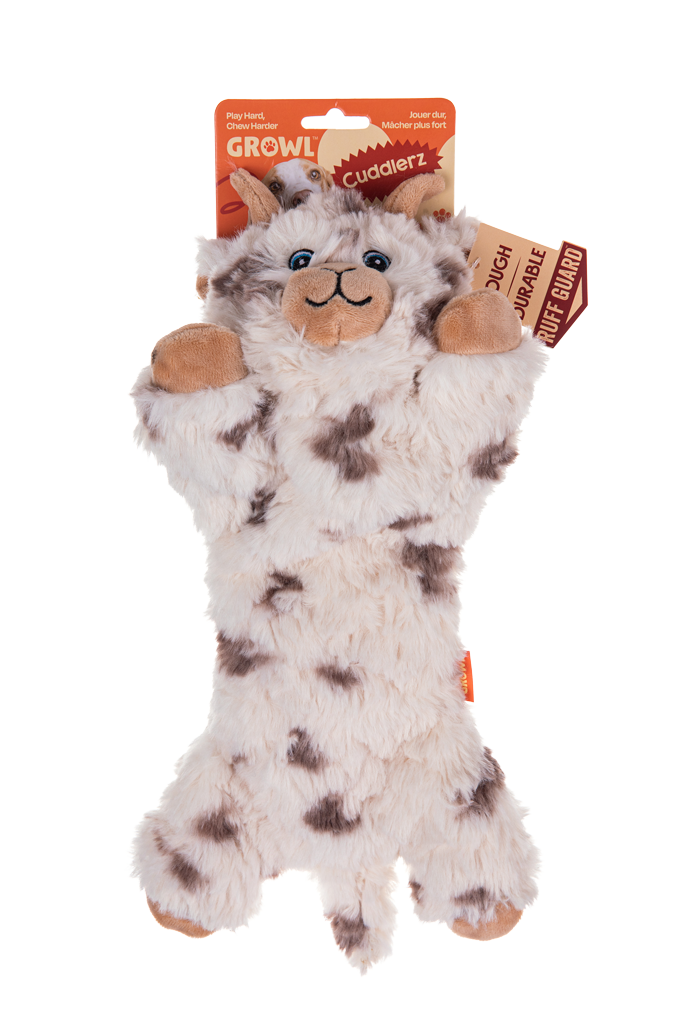 Growl Cuddlerz Nibblers de Geit pluche hondenspeelgoed met 5 piepers