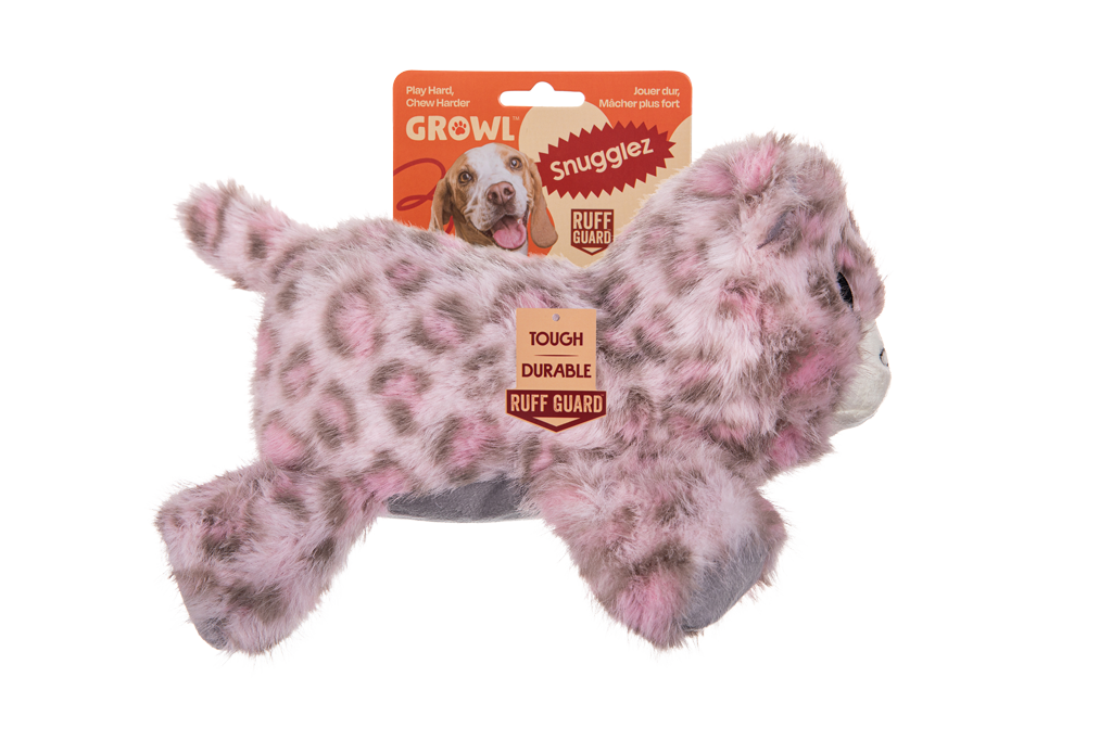 Growl Snugglez Sierra het Sneeuwluipaard Plüsch-Hundespielzeug