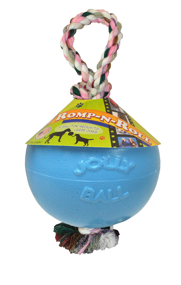 Jolly Pets Jolly Romp-n-Roll Spielball mit Seil Heidelbeere M (15 cm)
