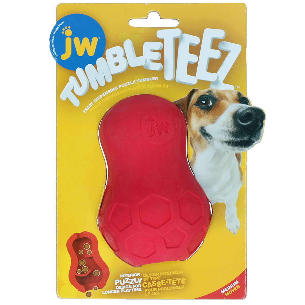 JW Tumble Teez voerspeelgoed hond Rood M