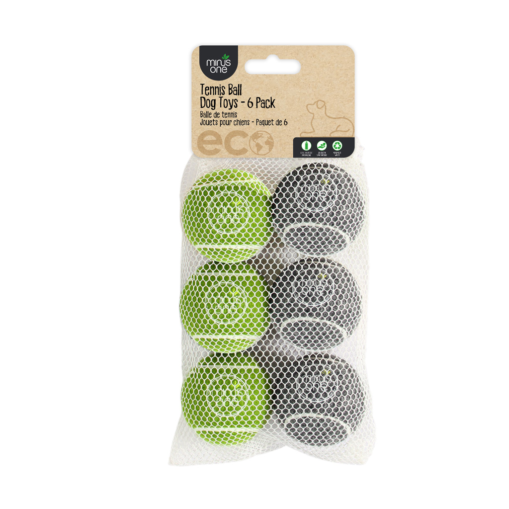 Minus One Bouncy Tennis Ball Hundespielzeug 6er-Pack