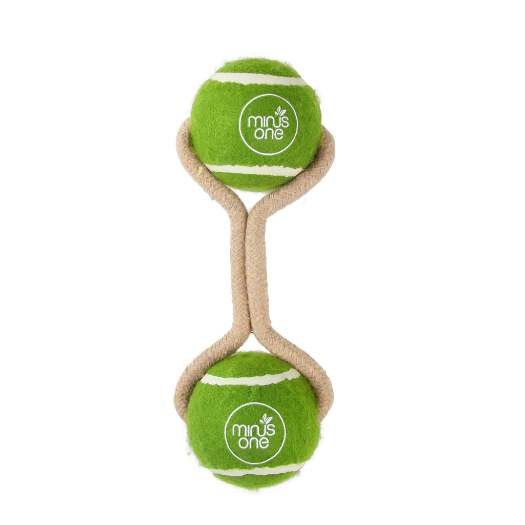 Minus One Tennis Ball Rope Toy Double Meadow Hundespielzeug