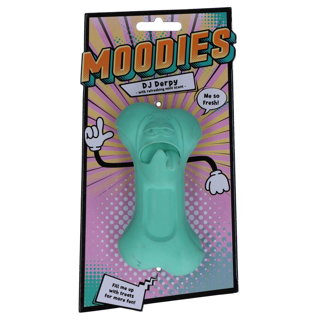 Moodies DJ Derpy rubberen kauwbot hond