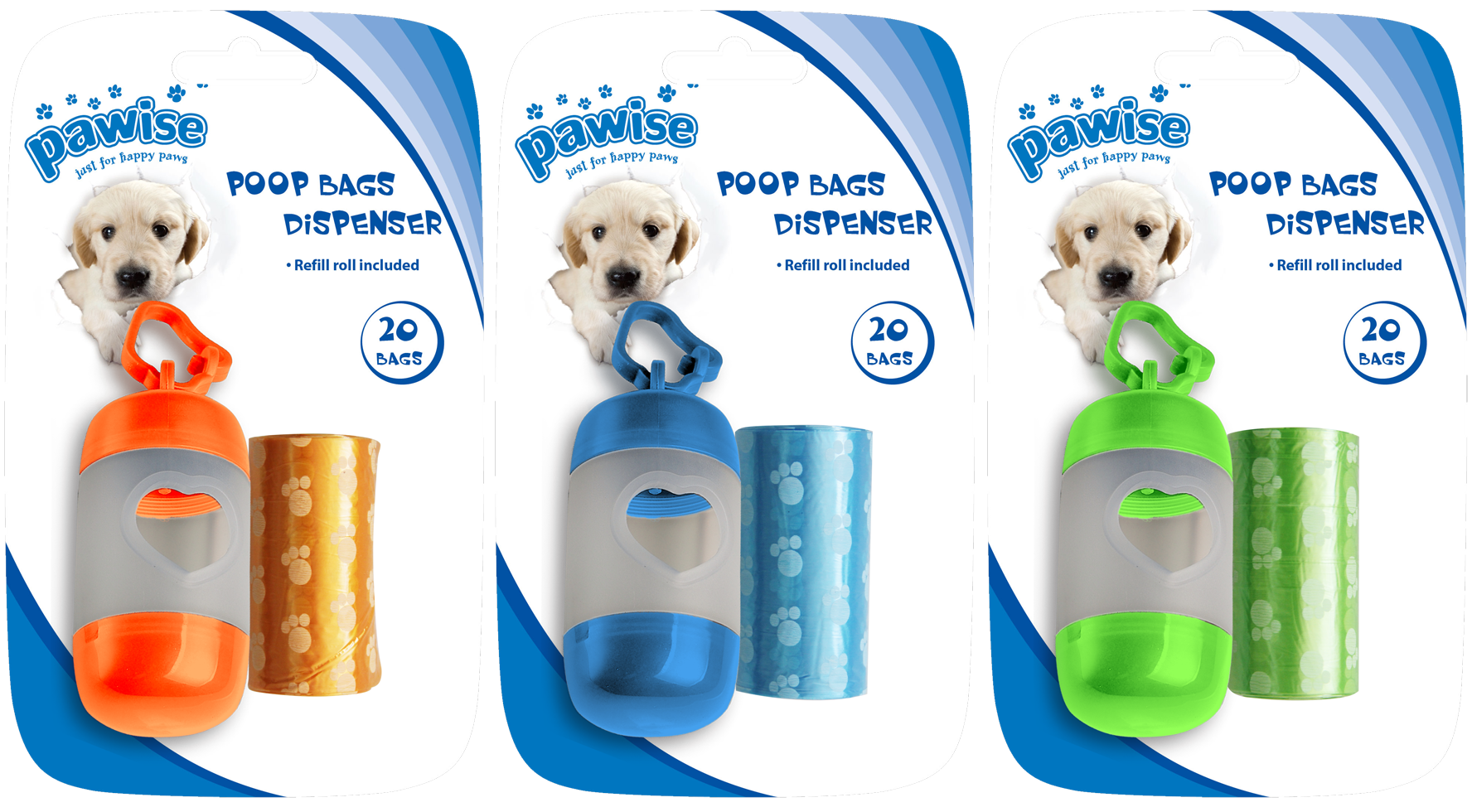 Pawise Poop Bag Dispenser distributeur de sacs à crottes avec 2 x 20 sacs