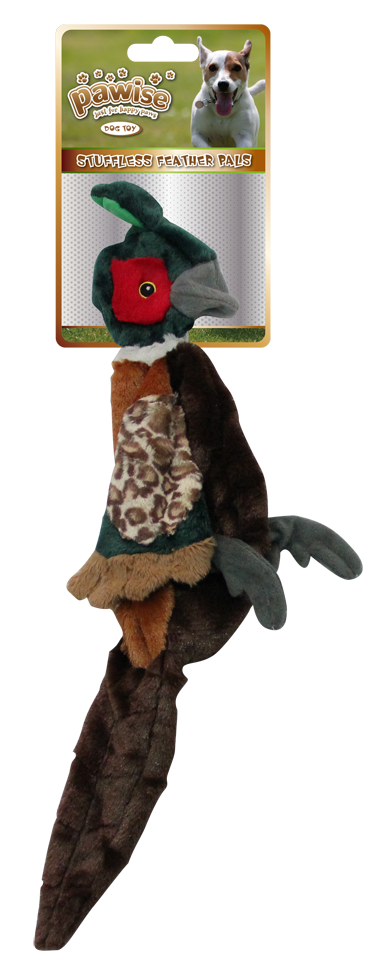 Pawise Stuffless Feather Pals Fasan S ungefülltes Plüschspielzeug mit Quietscher
