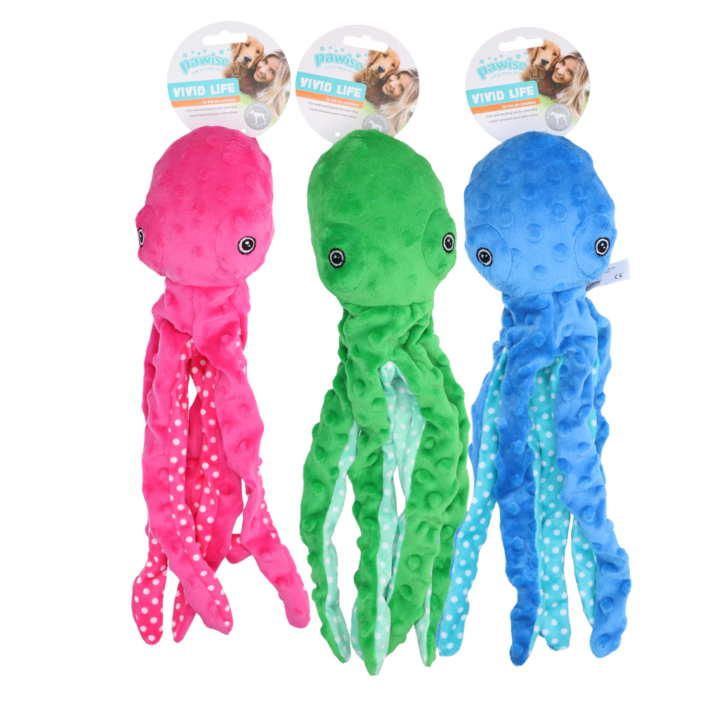 Pawise Multicolor Plush Octopus jouet en peluche pour chien M