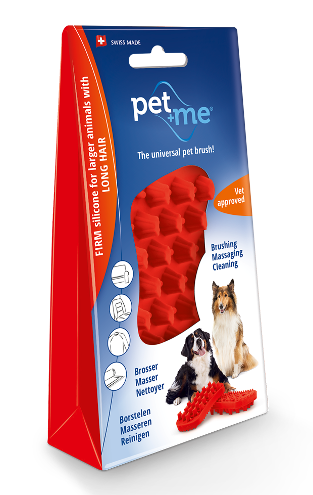 Pet+Me 4-in-1 hondenborstel siliconen Lang haar Rood