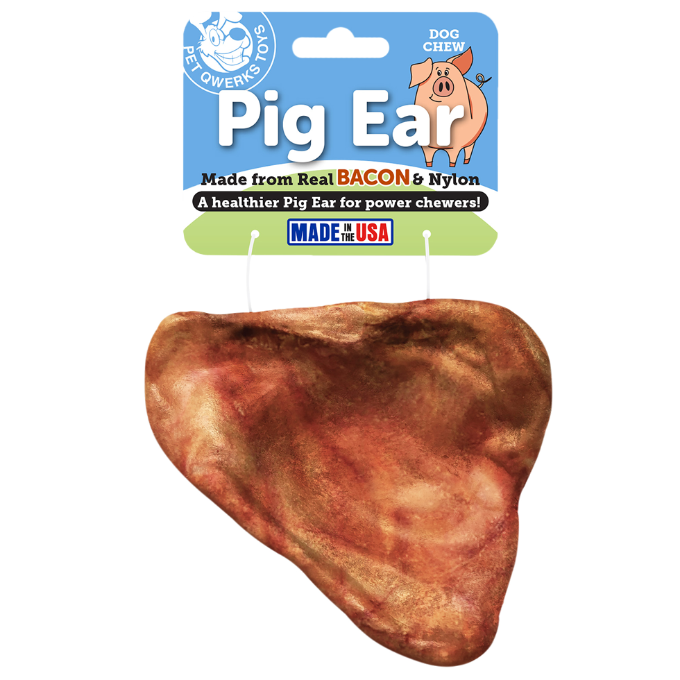 Pet Qwerks Bacon Varkensoor nylon kauwspeelgoed M 10 cm