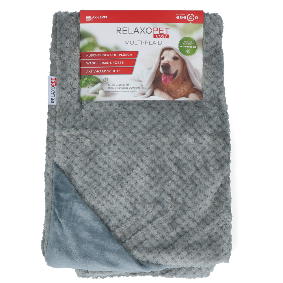 RelaxoPet Cosy Multi-Plaid Original couverture pour chien grise