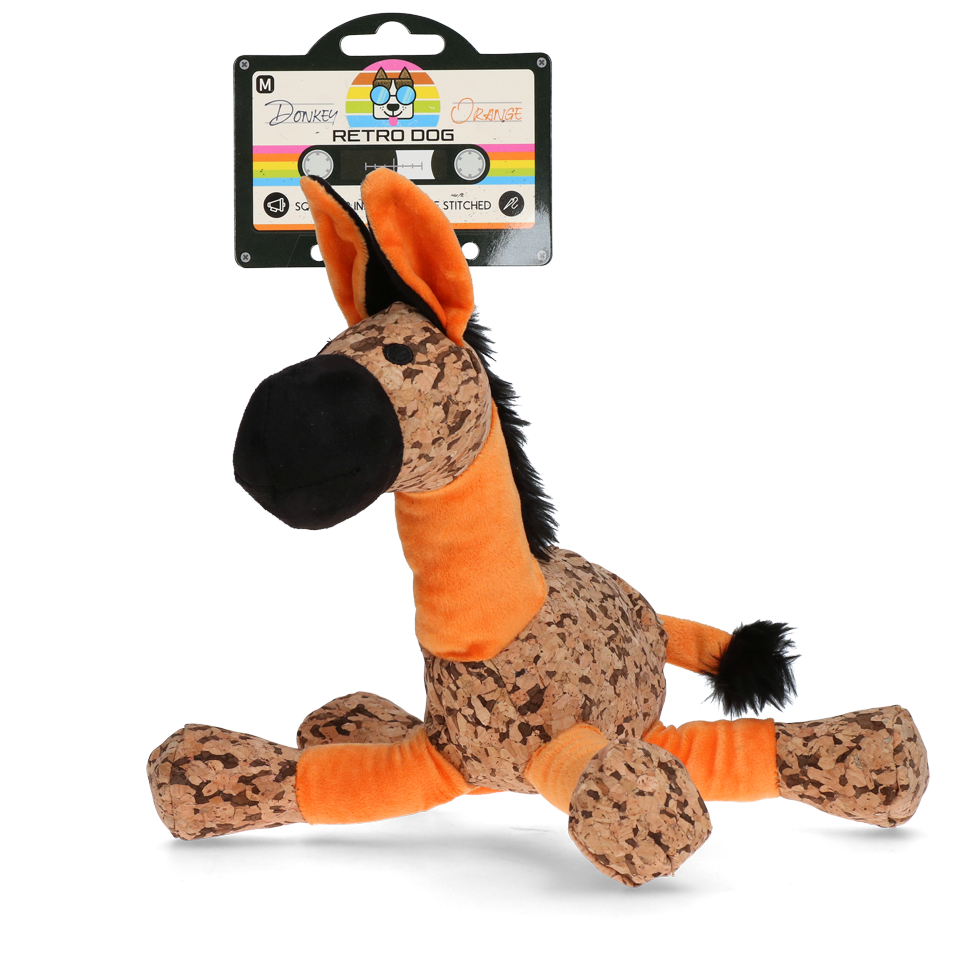 Retro Dog Donkey Plüsch-Hundespielzeug orange M