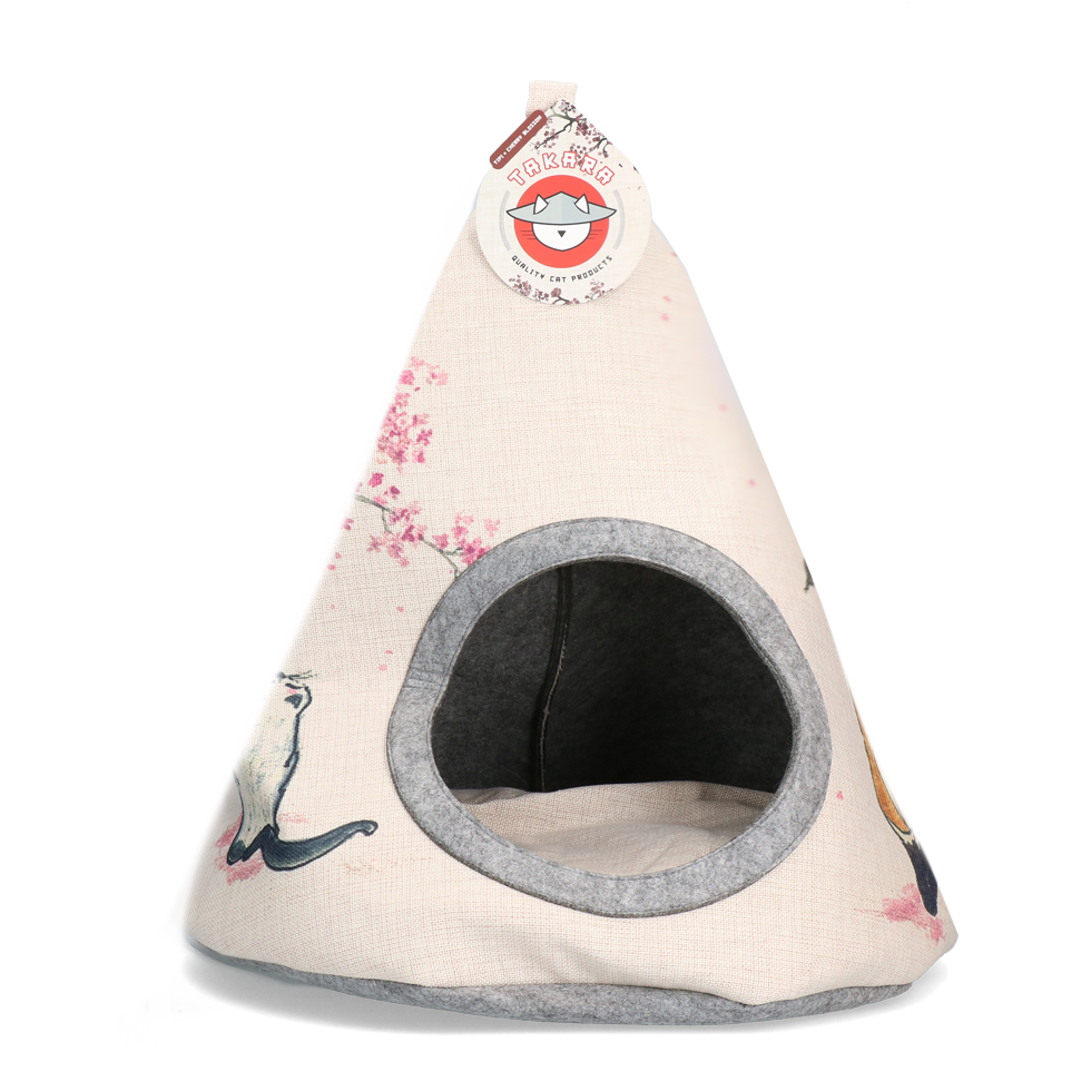 Takara Tipi Cherry Blossom tipi pour chat avec coussin