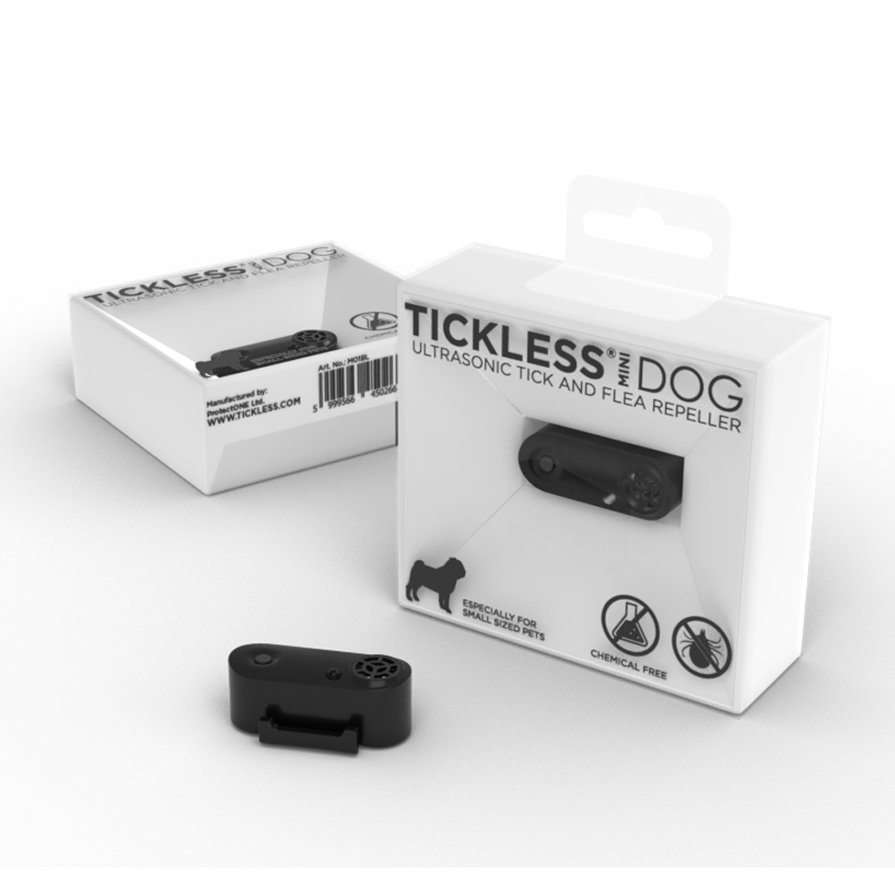 Tickless Mini Dog wiederaufladbares Ultraschallgerät gegen Zecken und Flöhe schwarz