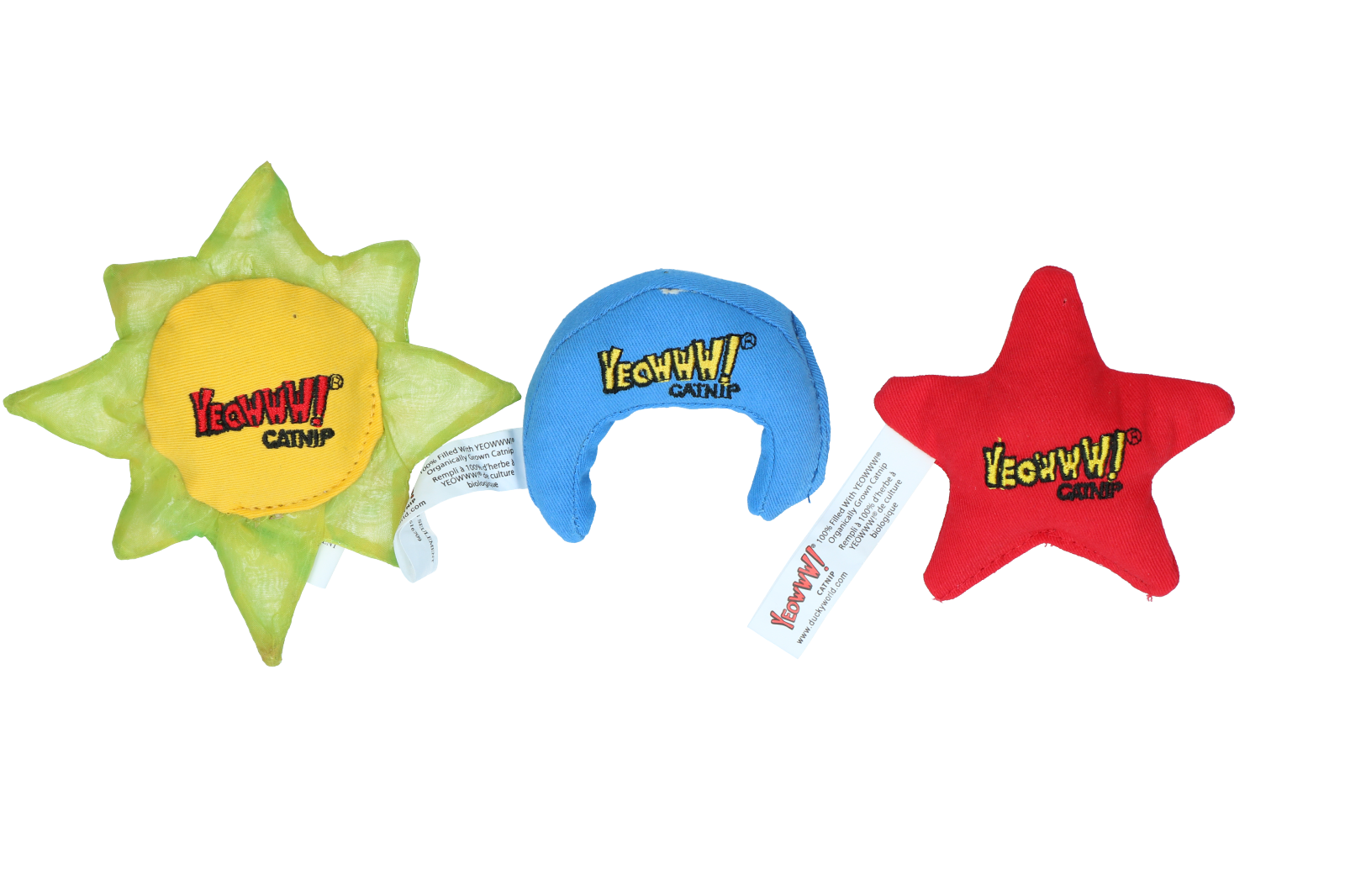 Yeowww! Sun Moon and Stars jouets herbe à chats lot de 3