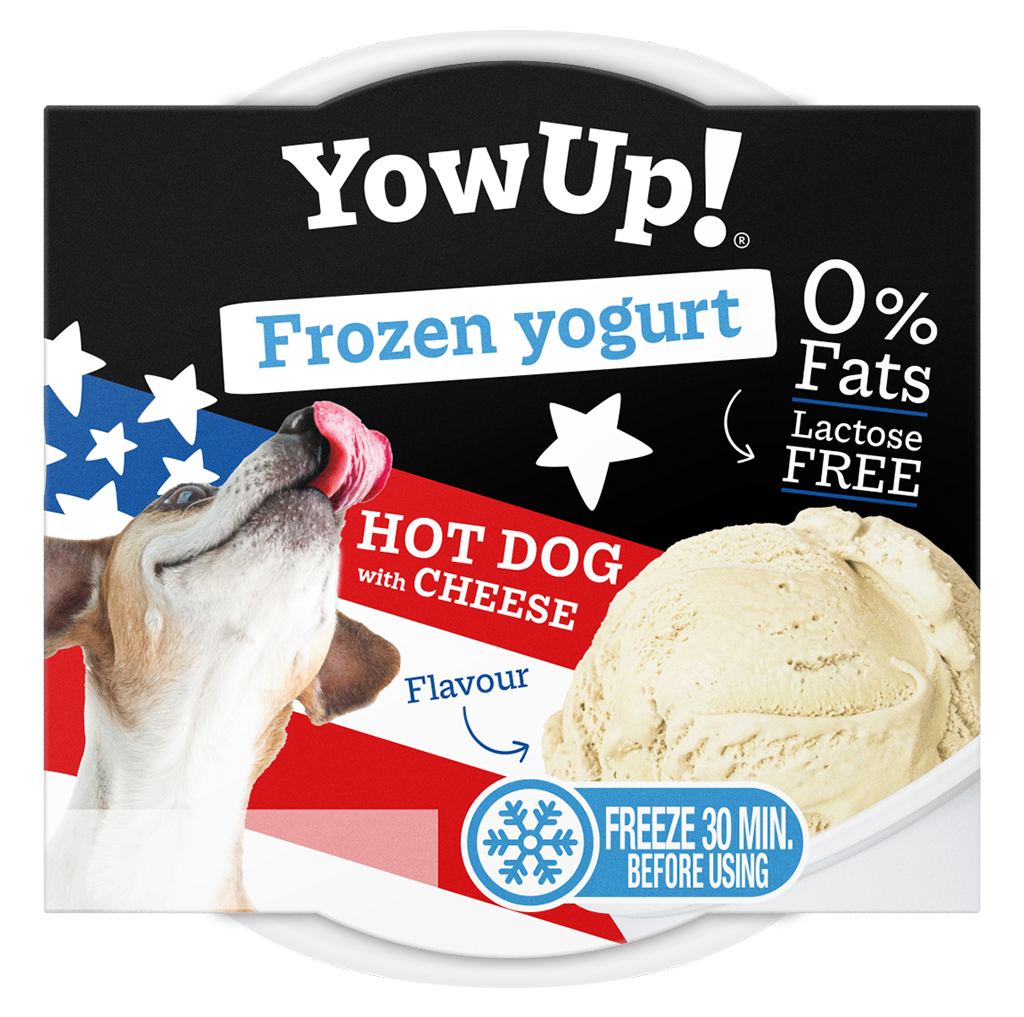 YowUp! Frozen Yoghurt Hotdog mit Käse Frozen-Yoghurt-Snack für Hund und Katze