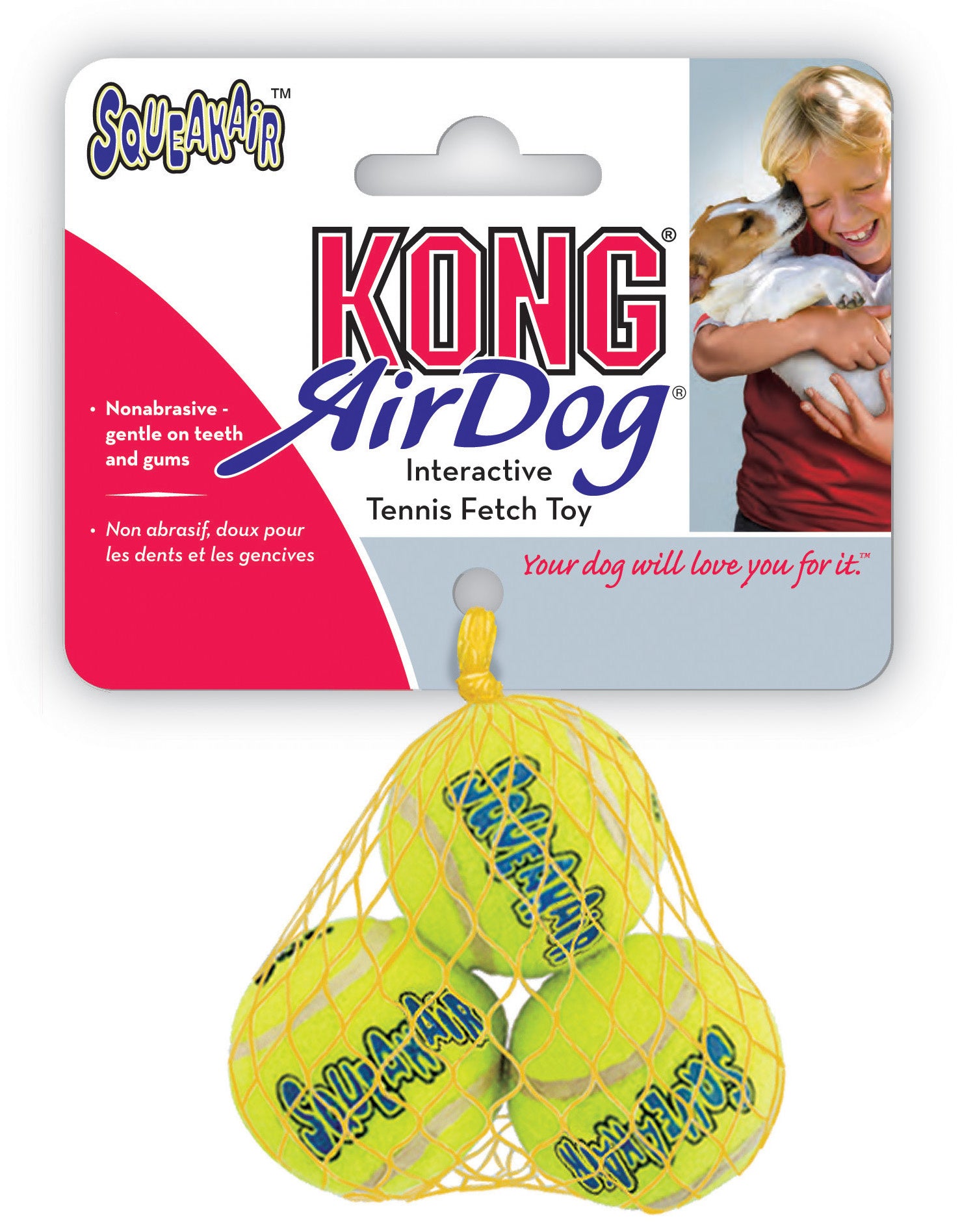 Kong SqueakAir hondenbal vilt piepend 4 cm XS (set 3)