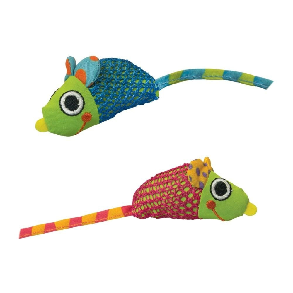 Petstages Chew Mice speelmuis met catnip mesh 6 cm (2 stuks)