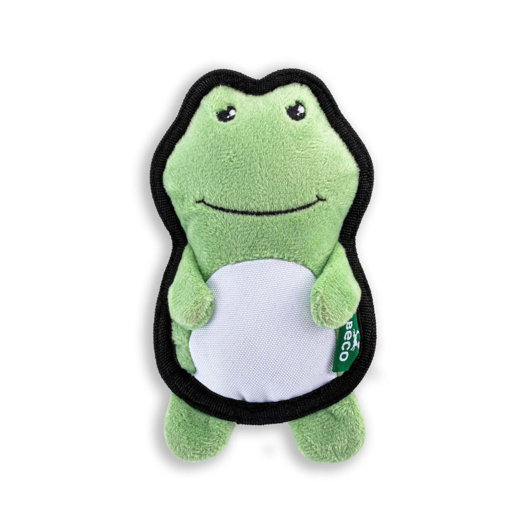 Beco Rough & Tough Kikker pluche hondenspeelgoed RPET piepend Small (15x9x4 cm)