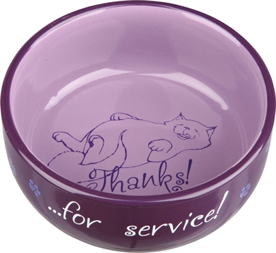 TRIXIE Voerbakje Thanks for Service - Hoogwaardig keramisch, ook als waterbak | Assorti - ø 15 cm