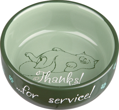 TRIXIE Voerbakje Thanks for Service - Hoogwaardig keramisch, ook als waterbak | Assorti - ø 15 cm