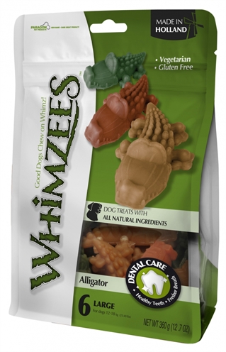 WHIMZEES Kauwsnack KROKODIL Vegetarisch, Verwijdert Tandplak & Frisse Adem - Groen - Medium 9 cm (12 st)