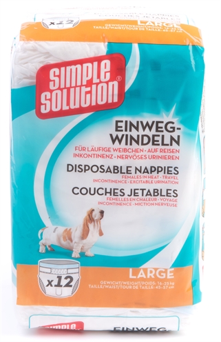 SIMPLE SOLUTION Wegwerp hondenluier L Zeer absorberend, lichte stof, voor urineverlies & loopsheid - 12 st | 45-57 cm / 16-25 kg