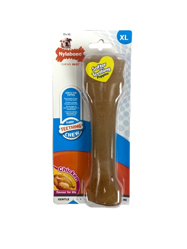 NYLABONE Puppy Chew Kipsmaak | Zacht-taai polyurethaan kauwbot - Vanaf 23 kg