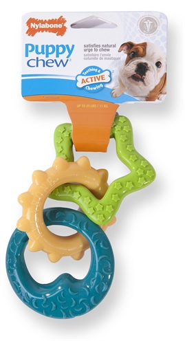 NYLABONE Bijtring Puppy Chew - Ondersteunt tanden en kaakgroei, Zeer kauwverleidelijk - Assorti - One-size