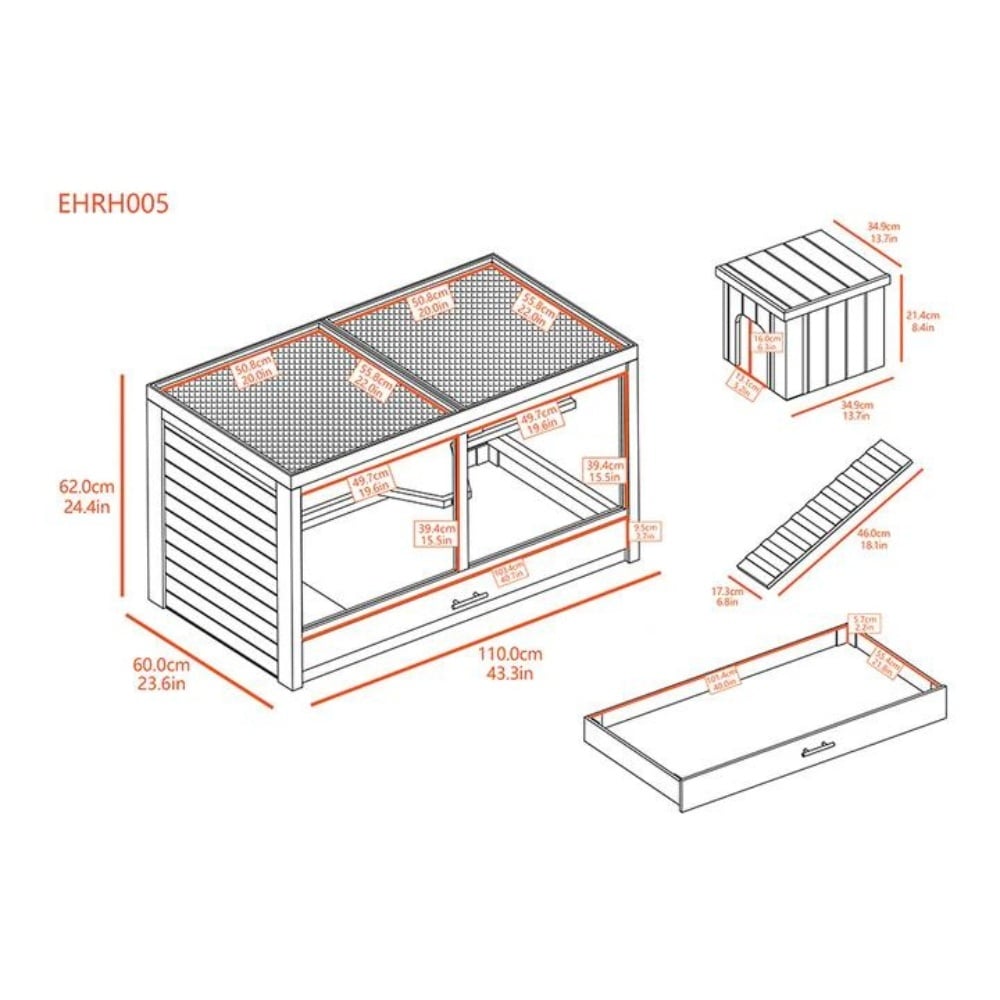 New Age Pet Konijnenhok Jumbo Park Avenue 132×63 cm – ECOFLEX®
