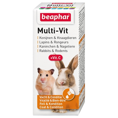 BEAPHAR Multi-VIT Multi-vitamine knaagdier en konijn 11 vitaminen voor vacht & immuunsysteem | Vitamine C - 20 ml