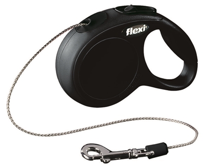 FLEXI Rollijn Classic Cord Dubbele remtechniek, duurzaam en 3 m - Zwart - tot 8 kg (XS)