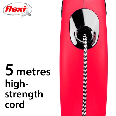 FLEXI Rollijn Classic Cord Dubbele remtechniek 5 m - Rood - tot 20 kg