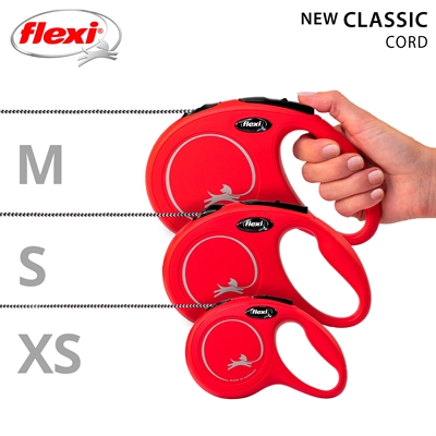 FLEXI Rollijn Classic Cord Dubbele remtechniek 5 m - Rood - tot 20 kg