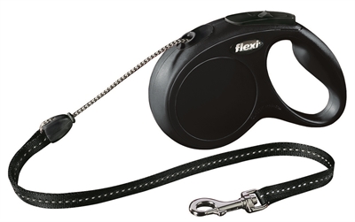 FLEXI Rollijn Classic Cord Dubbele remtechniek, 5 m bereik - Zwart - tot 20 kg